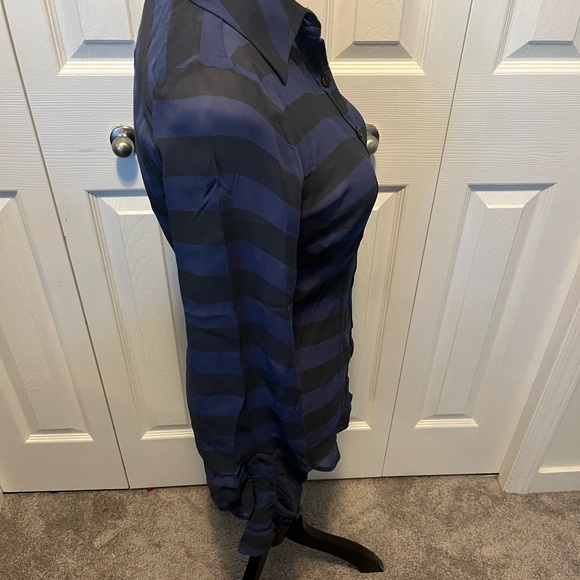 Kate Moss For Top Shop Size 4 Striped Blue Sheer Women's Top - Picture 12 of 15